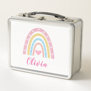 Box Boîte à lunch personnalisée arc-en-ciel pastel boh