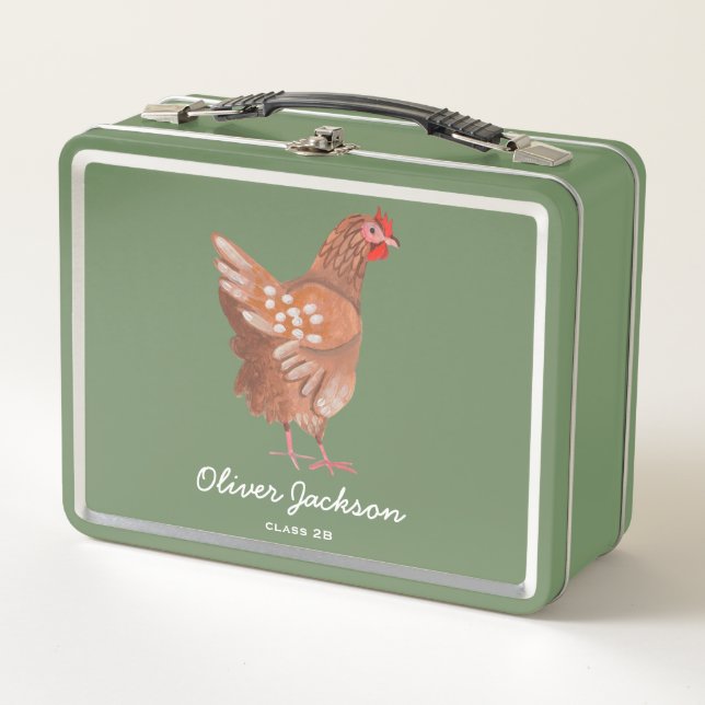 Box Boîte à lunch rustique en métal coq (Devant)
