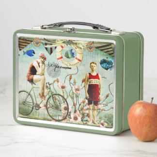 Box Boîte à lunch vintage scène de plage à thème