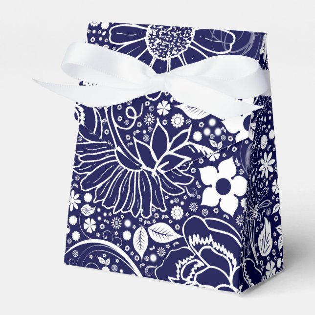 BOX Botanischer Beauties Blue RIBBON FAVOR BOX Geschenkschachtel (Vorderseite)