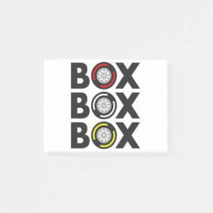 ‚Box Box‘ F1 Entwurf der Reifenkomponente Post-it Klebezettel