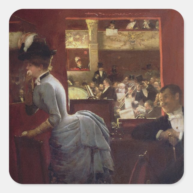 Box by the Stalls, c.1883 Quadratischer Aufkleber (Vorderseite)