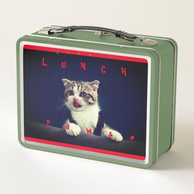 Box Chat Kitten Animal Fun Métal Boîte à lunch (Dos)