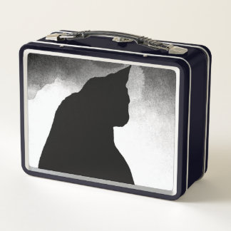 Box Chat noir Silhouette Boîte à lunch en métal