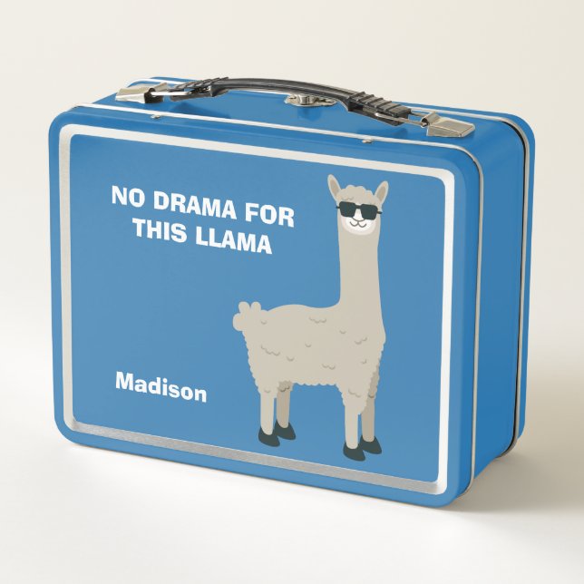 Box Cool Llama personnalisé nom & texte boîtes à lunch (Dos)