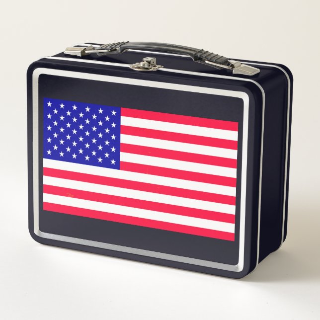 Box Drapeau américain Noir Lunch Boxes (Devant)