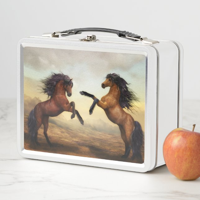 Box Dueling Stallions Peinture Boîte à lunch en métal (En situation)