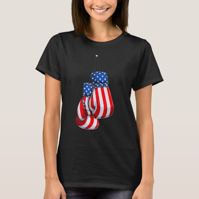 Box Gloves Red White Blue American Flag 4. Juli T-Shirt (Vorderseite)