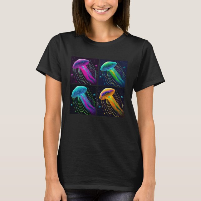 Box Jellyfish Pop Illustration Colorful Animal T-Shirt (Vorderseite)