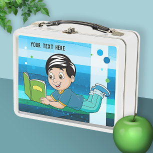Box Joli garçon avec livre Boîte à lunch en métal