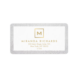 Box Logo Monogram mit Elegant Snakeskin Print Adressaufkleber