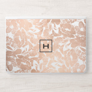 Box Logo Monogram mit Rose Gold Floral Muster HP Laptop-Aufkleber