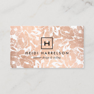 Box Logo Monogram mit Rose Gold Floral Muster Visitenkarte