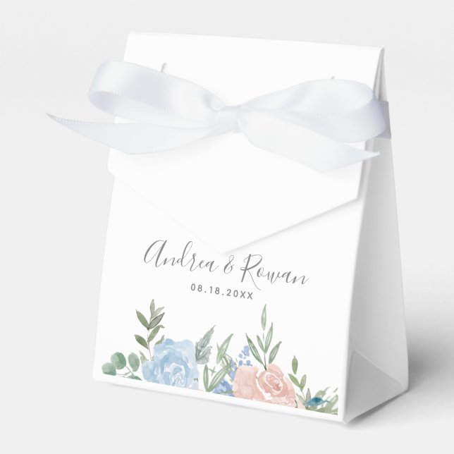 Box mit blauen und rosafarbenen Gastgeschenk Hochz Geschenkschachtel (Vorderseite)