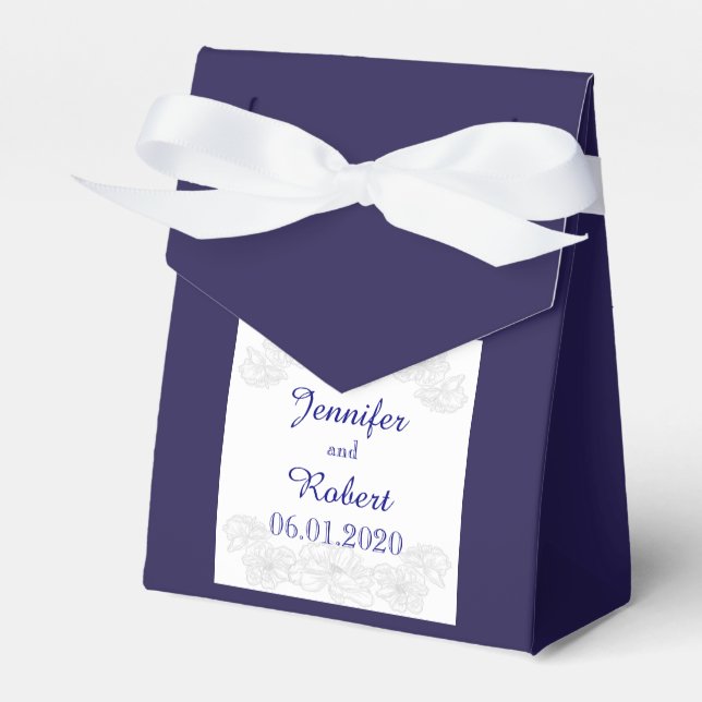 Box mit blauen und weißen Gastgeschenk Hochzeiten Geschenkschachtel (Vorderseite)