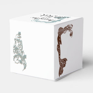 Box mit brauner und Aquamariner Art-Deco-Gastgesch Geschenkschachtel