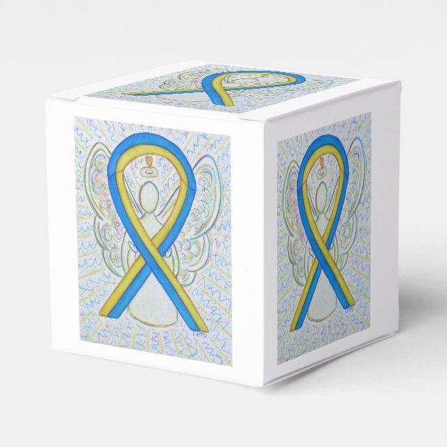Box mit dem Gastgeschenk "Blau und Gelb" Geschenkschachtel (Vorderseite)