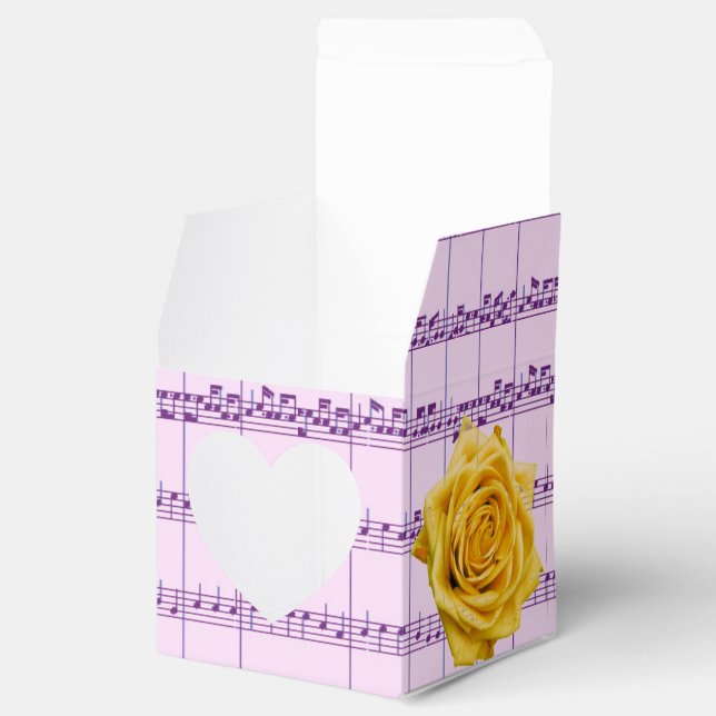 Box mit Gefallen für Gelbes Rose und Lila Musikher Geschenkschachtel (Geöffnet)