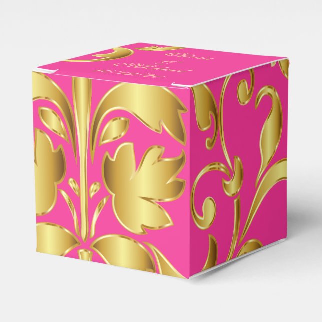 Box mit rosa und goldenen Gastgeschenke Hochzeiten Geschenkschachtel (Vorderseite)