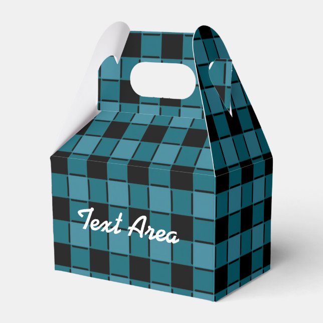 Box mit schwarzen und Aquamarinen Karierten karier Geschenkschachtel (Vorderseite)