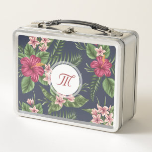 Box Motif floral Hibiscus Monogramme Boîte à lunch mét