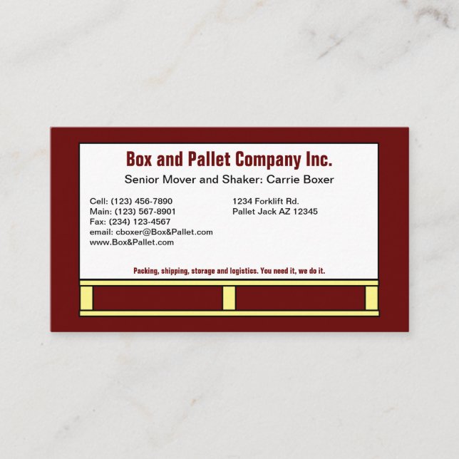 Box on Pallet, Blue Business Card Visitenkarte (Vorderseite)