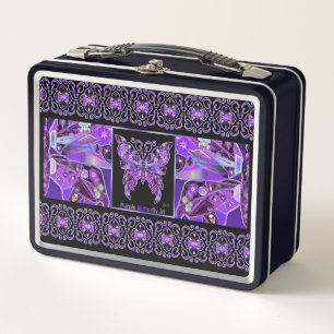 Box Papillon violet 31 Boîte à lunch en métal