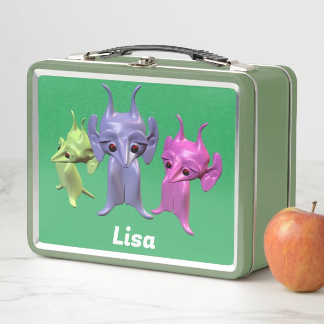 Box Petits Martiens personnalisé Boîte à lunch en méta (En situation)