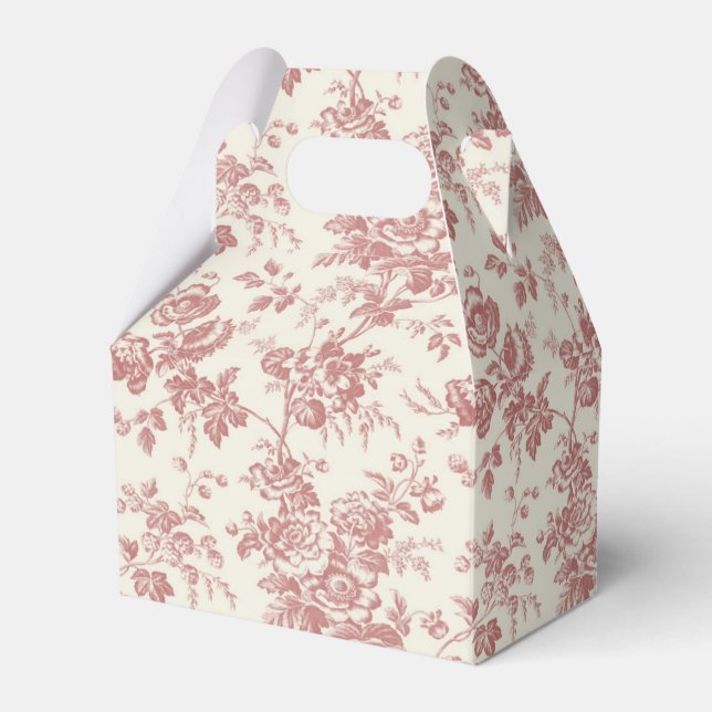 Box "Red Floral French Toile Leinwand" Geschenkschachtel (Vorderseite)