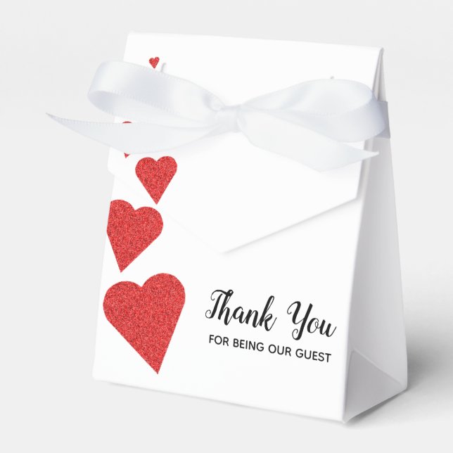 Box "Red Glitzer Hearts Favor" Geschenkschachtel (Vorderseite)