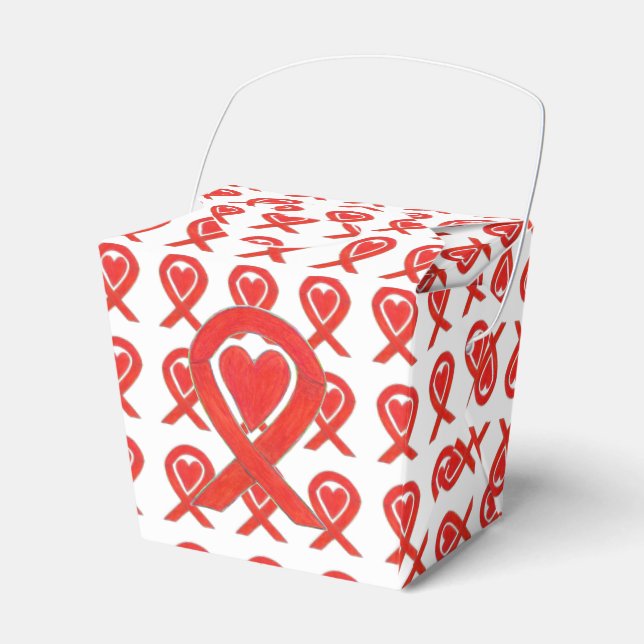 Box "Red Hewareness Ribbon Take Out" Box Geschenkschachtel (Vorderseite)
