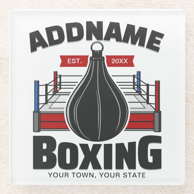 Box-Ring ADD NAME BOXER GYM-Speed-Bag Glasuntersetzer (Vorderseite)