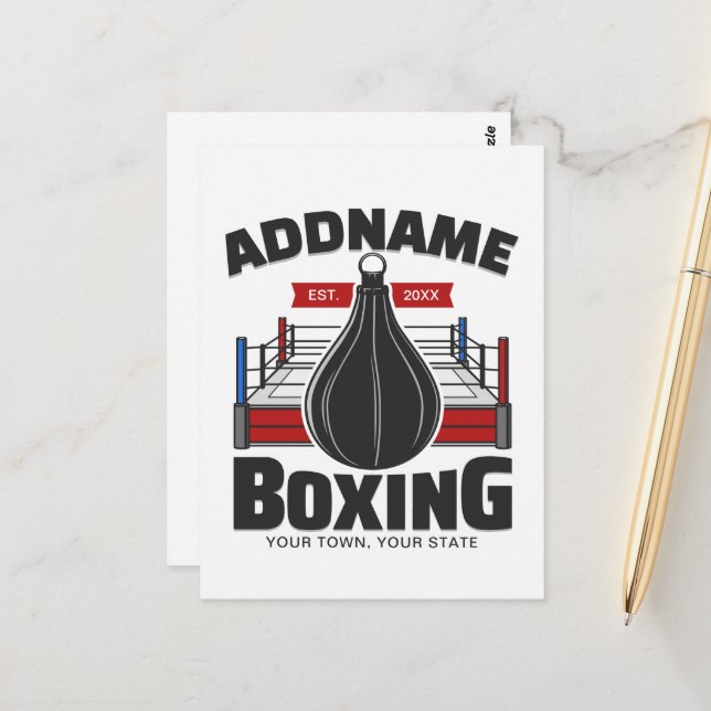 Box-Ring ADD NAME BOXER GYM-Speed-Bag Postkarte (Vorderseite/Rückseite Beispiel)