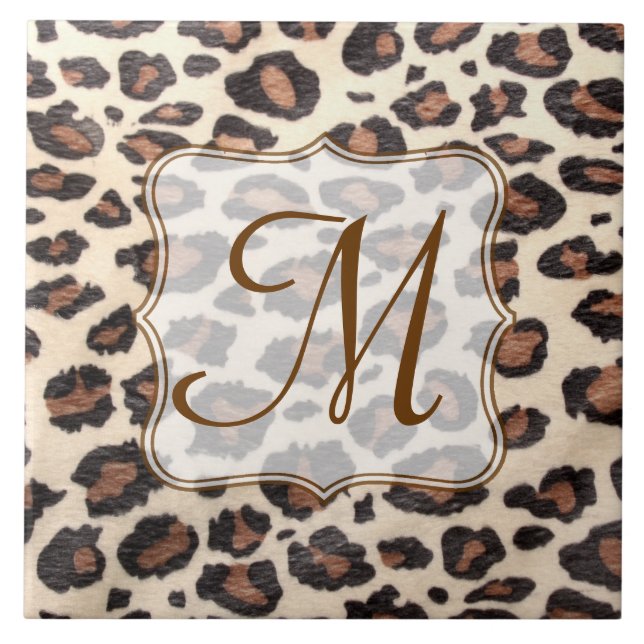 Box-Spot Animal Print Monogram Display Tile Fliese (Vorderseite)