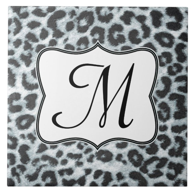 Box-Spot Animal Print Monogram Display Tile Fliese (Vorderseite)