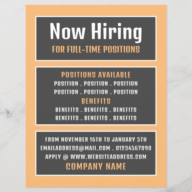 Box Text, Job Vacancy Rekrutierung Werbung Flyer (Vorne)