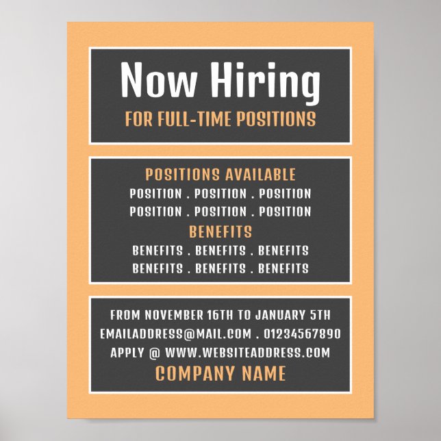 Box Text, Job Vacancy Rekrutierung Werbung Poster (Vorne)