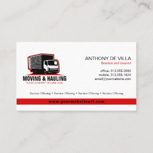 Box Truck Moving & Delivery Service Company Busine Visitenkarte