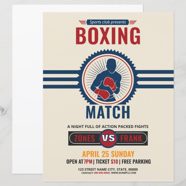 Box-Turnier Flyer Vorlage (Vorne/Hinten)