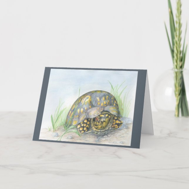 Box Turtle Grußkarte. Bleib drinnen. Karte (Vorderseite)