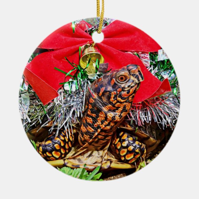 Box Turtle Weihnachtsdekoration Keramik Ornament (Vorne)
