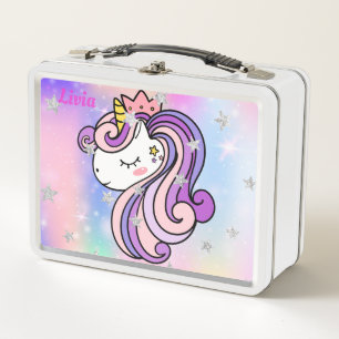 Box Unicorne Boîte à lunch métallique personnalisée