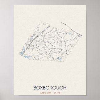 Boxborough Massachusetts Straßenkarte Poster