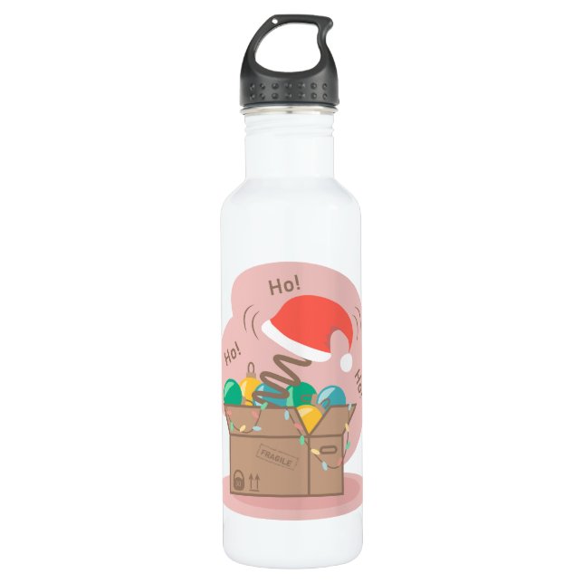 Boxbox mit Weihnachtsdekoration und Weihnachtsmann Edelstahlflasche (Vorderseite)