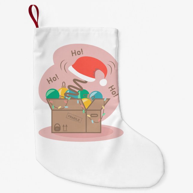 Boxbox mit Weihnachtsdekoration und Weihnachtsmann Kleiner Weihnachtsstrumpf (Vorderseite)