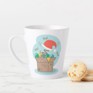 Boxbox mit Weihnachtsdekoration und Weihnachtsmann Milchtasse