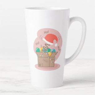 Boxbox mit Weihnachtsdekoration und Weihnachtsmann Milchtasse