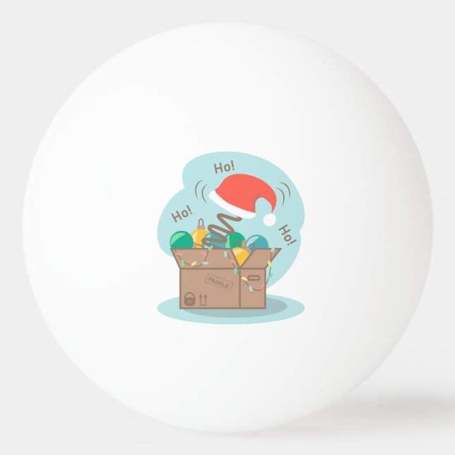 Boxbox mit Weihnachtsdekoration und Weihnachtsmann Tischtennisball (Vorderseite)