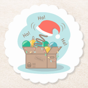 Boxbox mit Weihnachtsdekoration und Weihnachtsmann Untersetzer