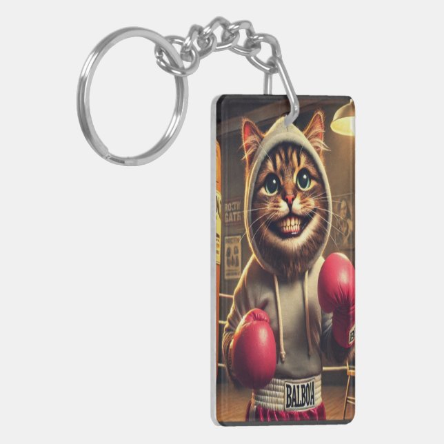 Boxchamp? - Katze mit Boxhandschuhen Schlüsselanhänger (Vorderseite links)